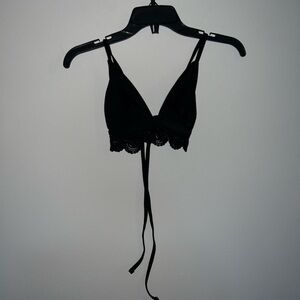 Black padded bikini top with lace detailing SO Small